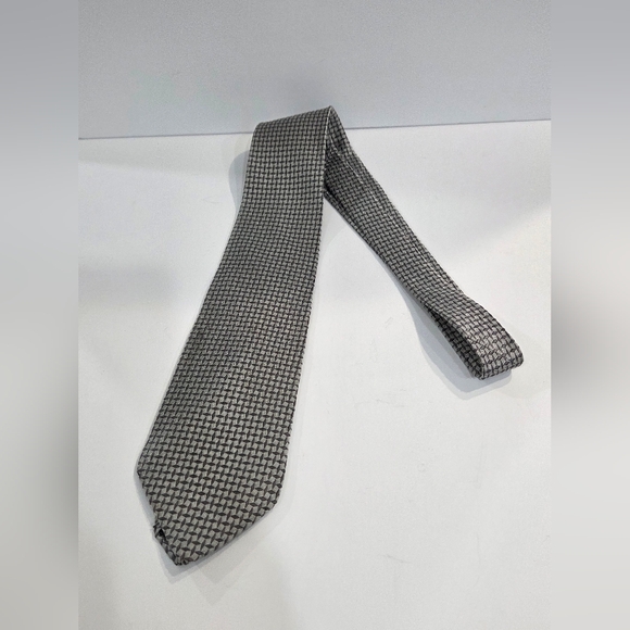Ralph Lauren Pre-owned Men's Geometric Silk Tie Gray/Black - Picture 1 of 4